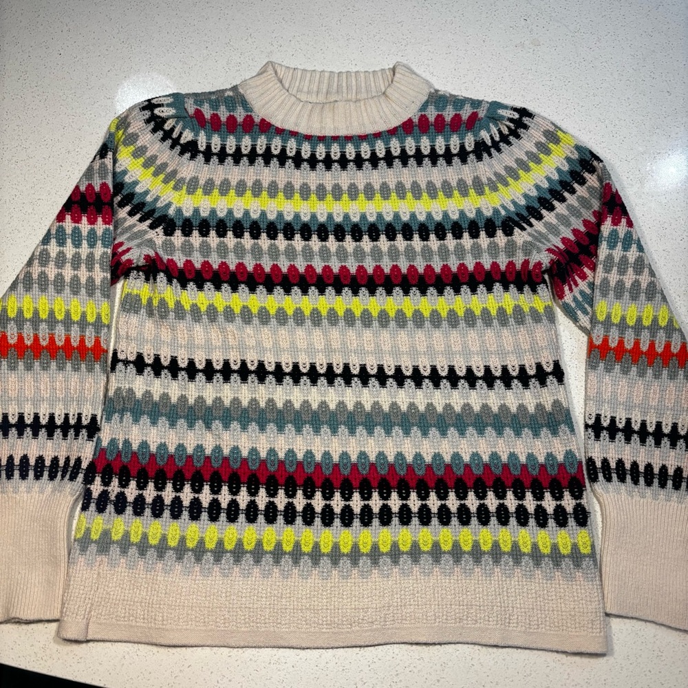 NIC+ZOE Cream and Blue Knit Sweater